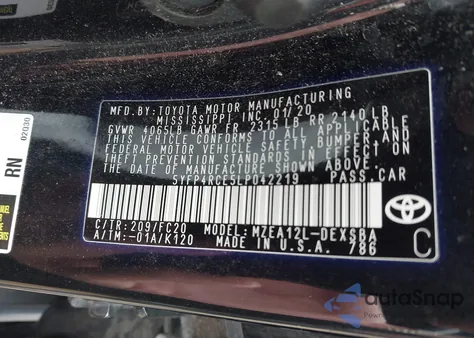 2020 Toyota Corolla Se из США, поврежденный, VIN 5YFP4RCE5LP042219